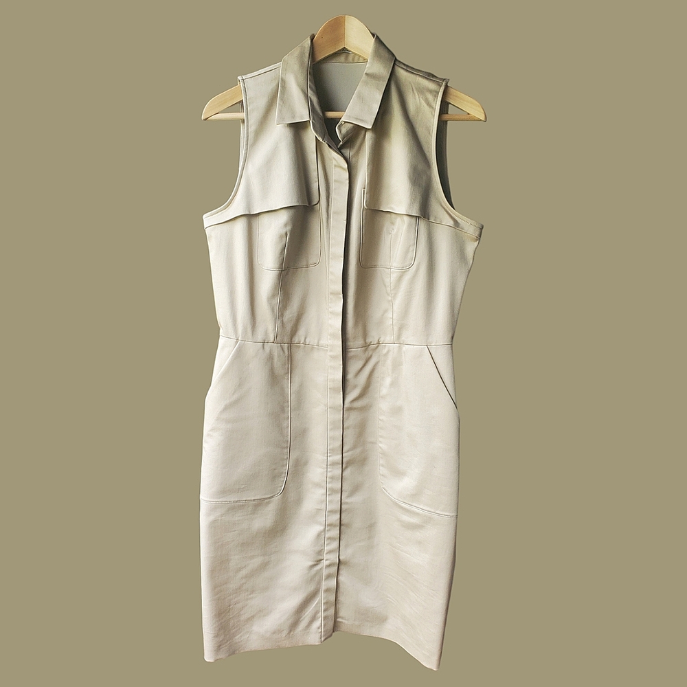 Tahari Sleeveless Dress in Khaki Size 12